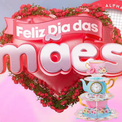 Suporte floral Dia das Mães Suporte floral de 3 camadas para cupcake para festa de chá