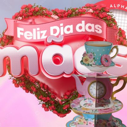 Suporte floral Dia das Mães Suporte floral de 3 camadas para cupcake para festa de chá