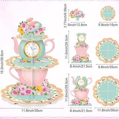 Suporte floral Dia das Mães Suporte floral de 3 camadas para cupcake para festa de chá