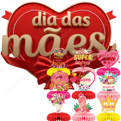 Teto e Mesa Dia das Mães 9 peças de decoração de dia das mães centro mesa dia das mães