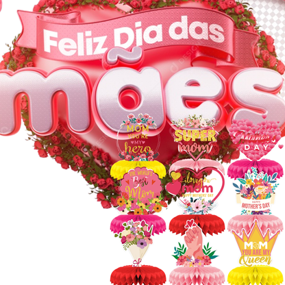 Teto e Mesa Dia das Mães 9 peças de decoração de dia das mães centro mesa dia das mães