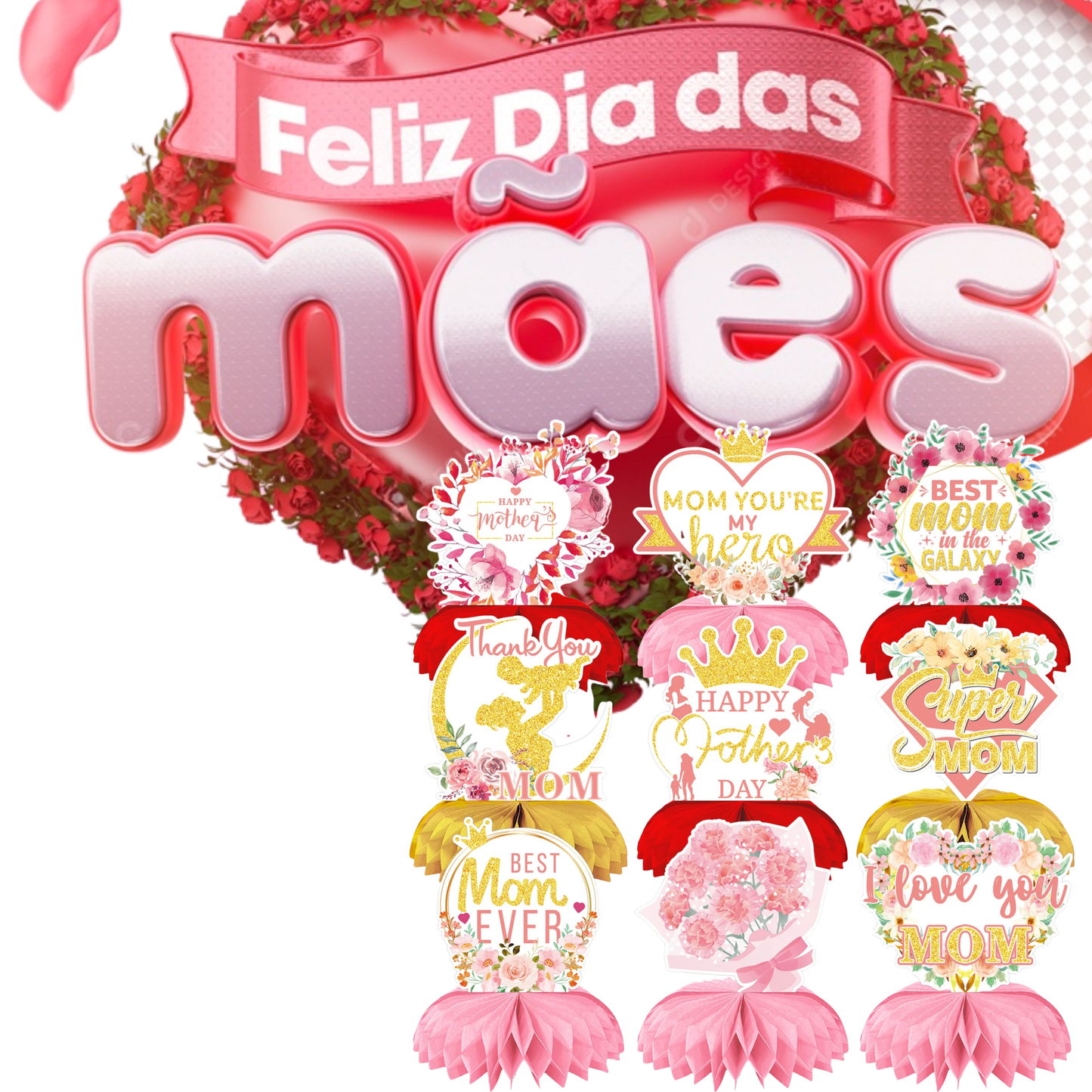 Decoração para o Dia das Mães, Centro de Mesa para o Dia das Mães, Decoração Festa