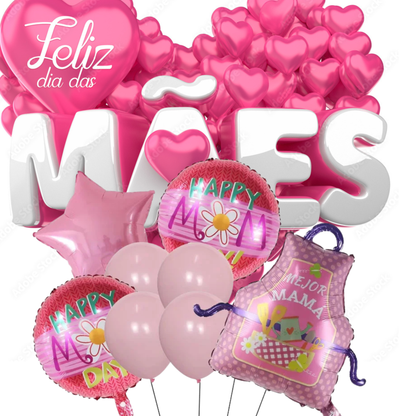 Balões para o Dia das Mães, decoração para festa do Dia das Mães. Balões metalizados