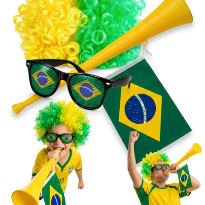 Kits Torcedor Copa do Mundo 2 peças Torcida Kit Torcedor Óculos e Peruca Copa Mundo