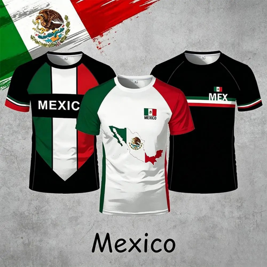 Camiseta personalizada do México, camisetas personalizadas com a bandeira mexicana