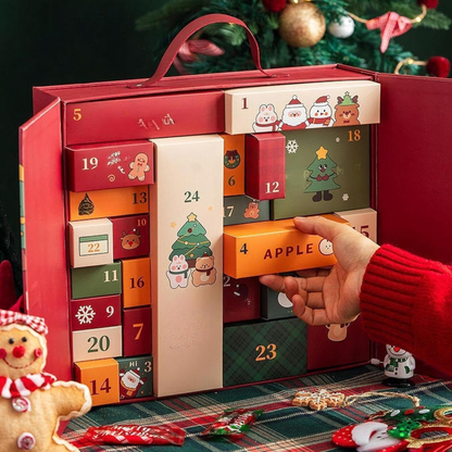 Calendário Advento Natal 3d Calendário de Natal com 24 gavetas para armazenamento