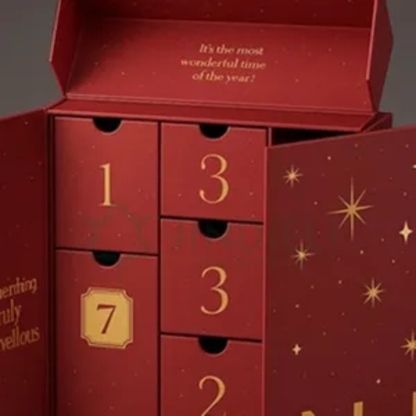 Caixas Calendário Advento Natalino 3d (Vinho) Caixa de adivinhação de grade de contagem
