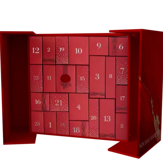 Caixas Calendário Advento Natalino 3d (Vinho) Caixa de adivinhação de grade de contagem