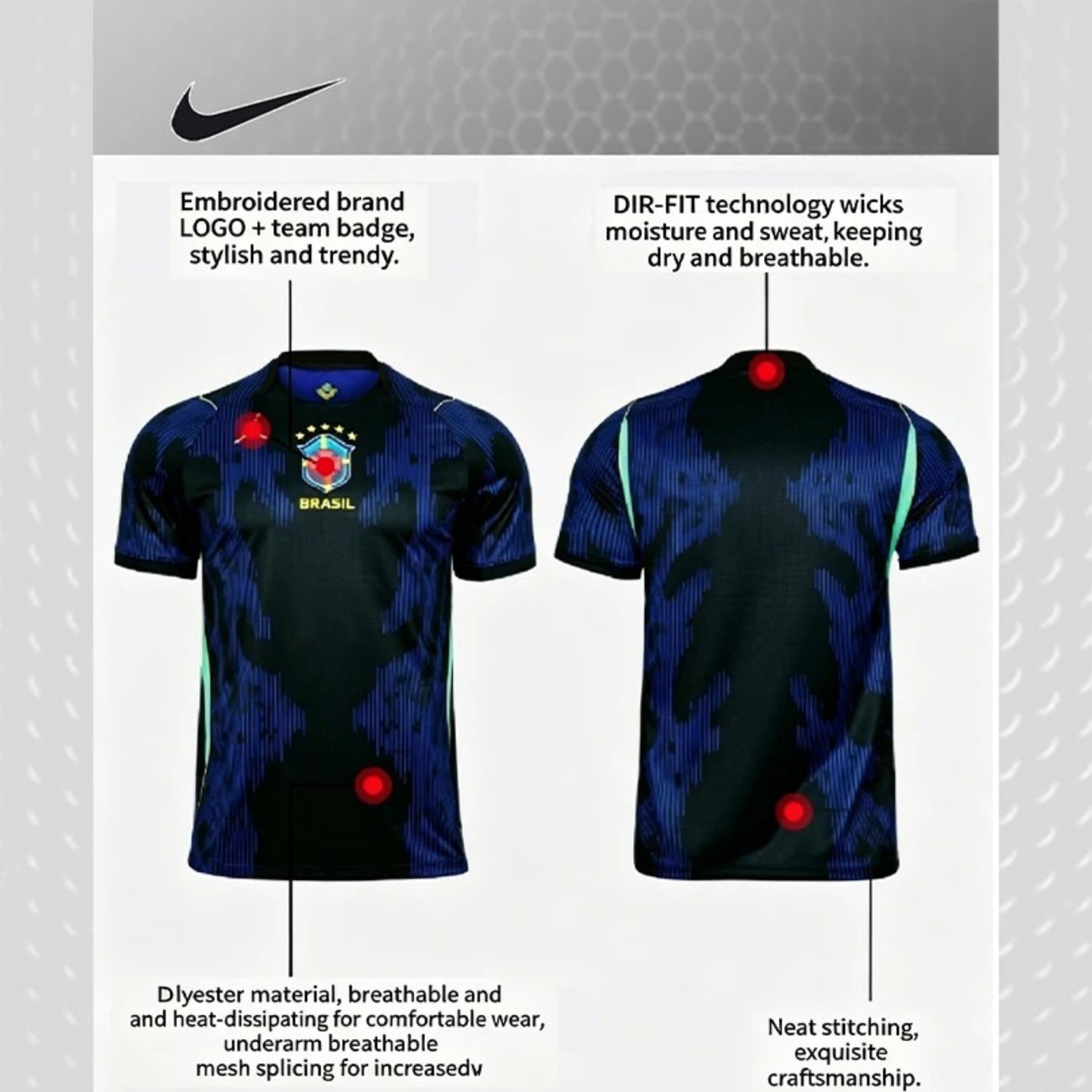 Camisa Brasil Azul Copa do Mundo Camisa Brasil Copa 2026 Unissex Azul Torcedor