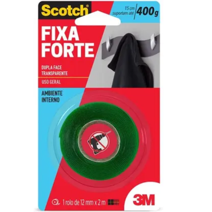 Fita Dupla Face 3M, Scotch, Fita Forte transparente 12 mm x 2 m - Scot