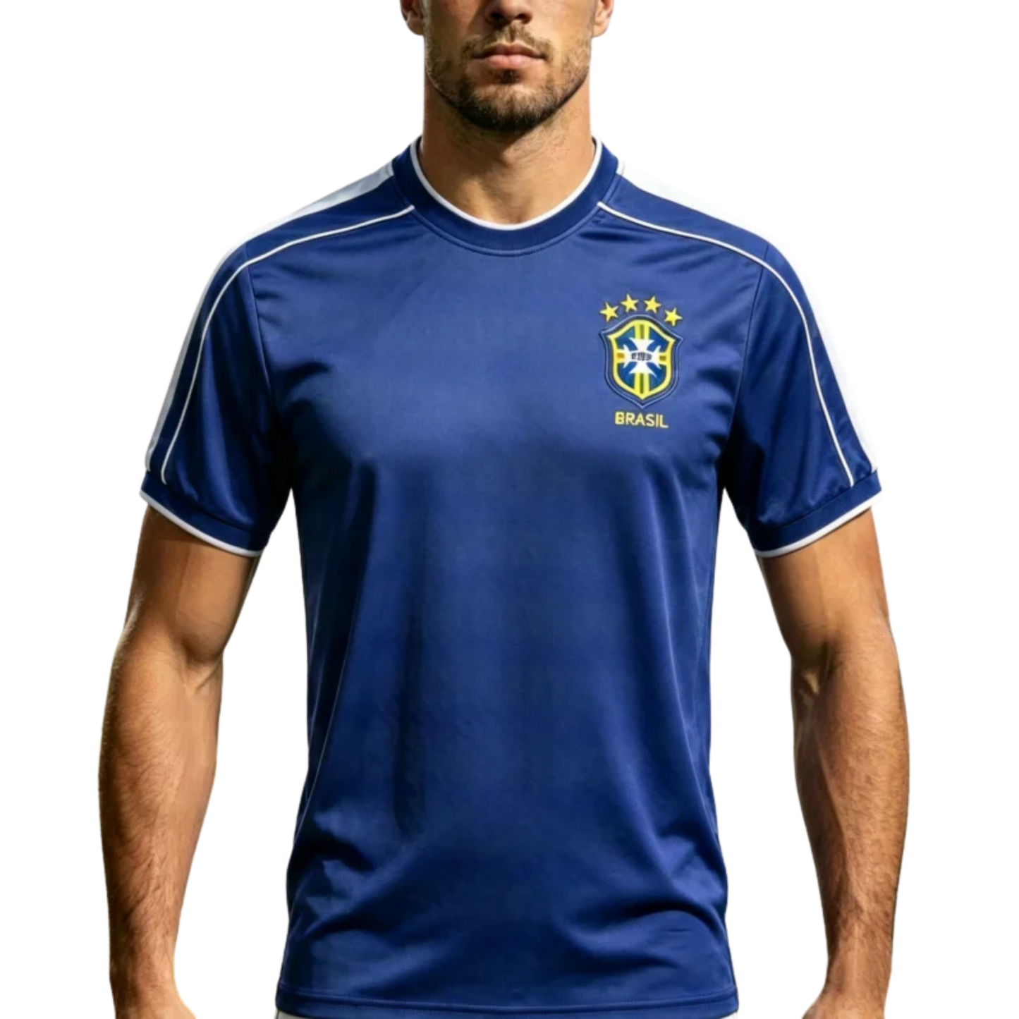 Camiseta Brasil Azul, Poliéster, Tamanho G, Temática Copa do Mundo, Bandeira