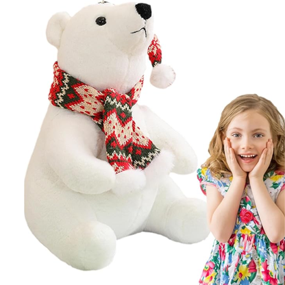 Urso polar de pelúcia | Brinquedos de pelúcia de Natal | Urso polar gelado macio de pelúcia