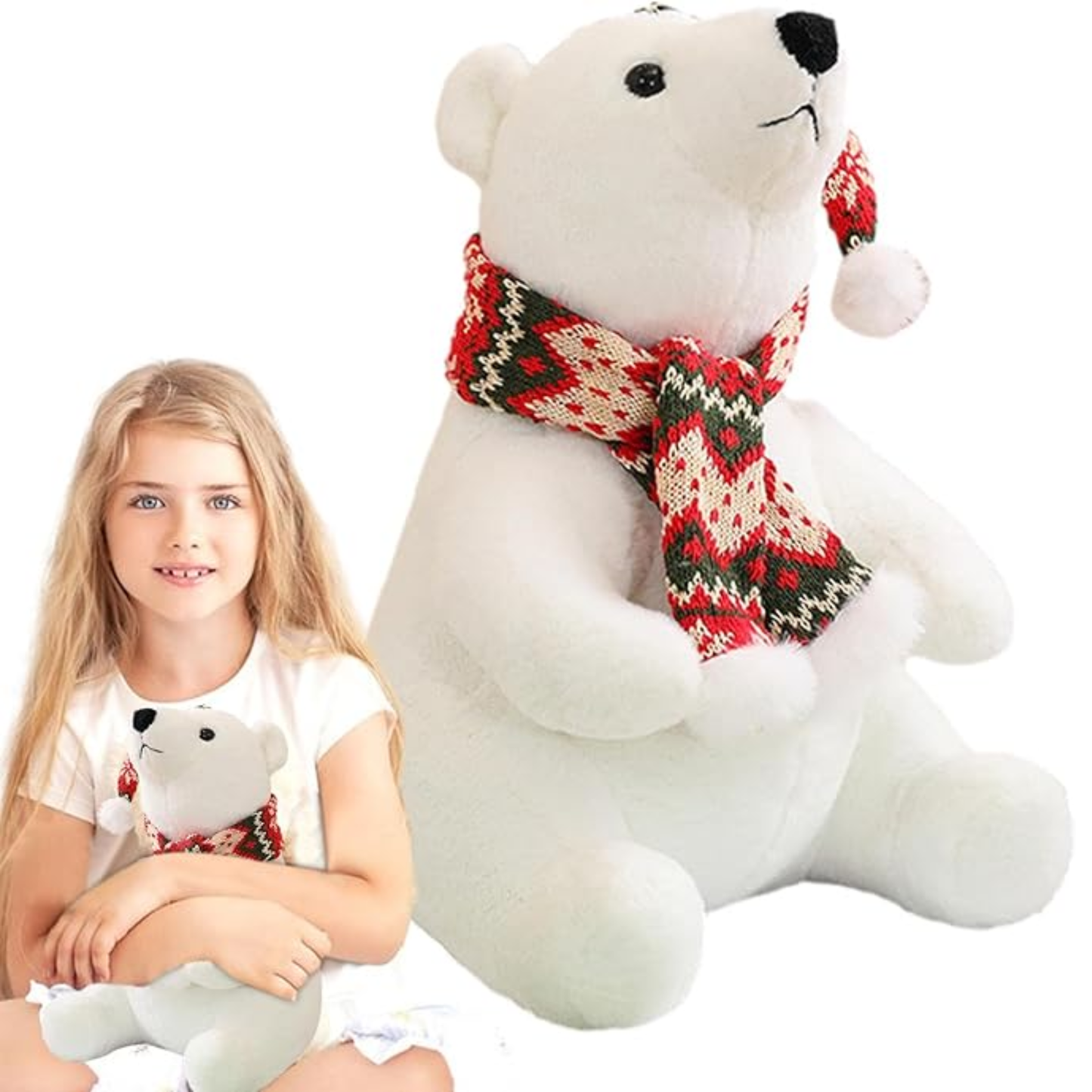 Urso polar de pelúcia | Brinquedos de pelúcia de Natal | Urso polar gelado macio de pelúcia