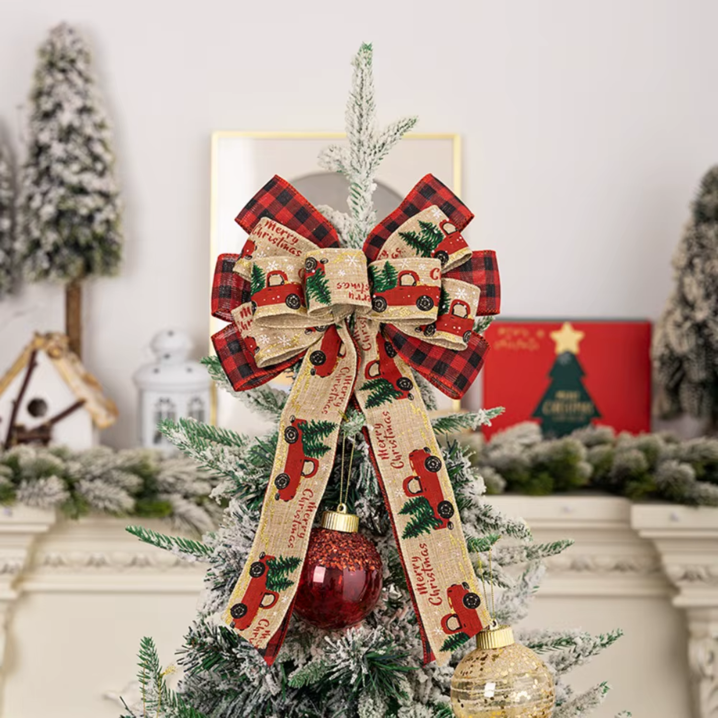 Laço Natalino de Guirlanda de Natal Gengxin, Arco de Serapilheira de Caminhão Vermelho