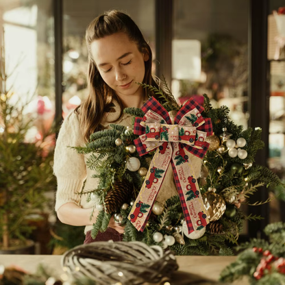 Laço Natalino de Guirlanda de Natal Gengxin, Arco de Serapilheira de Caminhão Vermelho