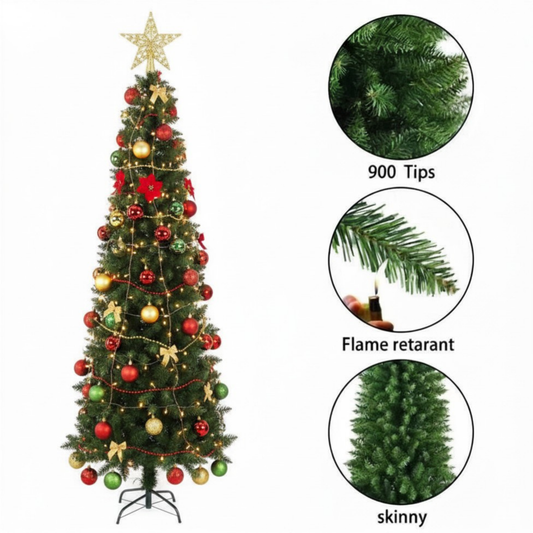 Árvore de Natal Artificial, Pinheiro Clássico, Pinheiro, 1,5m Pinheiro Magro 364 Galho 58cm
