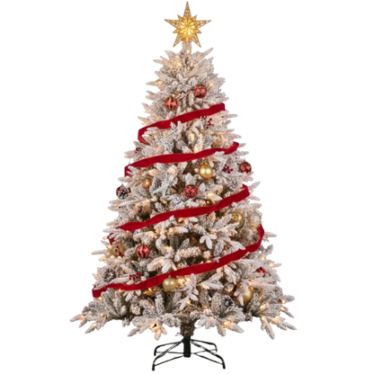 Árvore de Natal de Pinho com Efeito de Neve Artificial Decoração de Festa Branca Árvore
