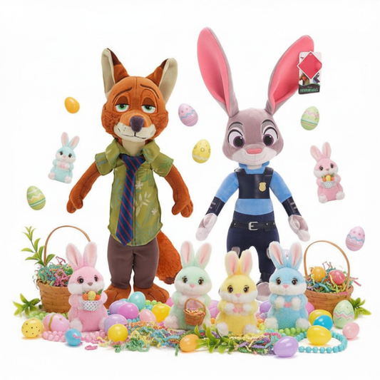 Coelho Páscoa Pelúcia Zootopia Nick Wilde Judy Hopps, Boneco Anime Cartoon, Presente