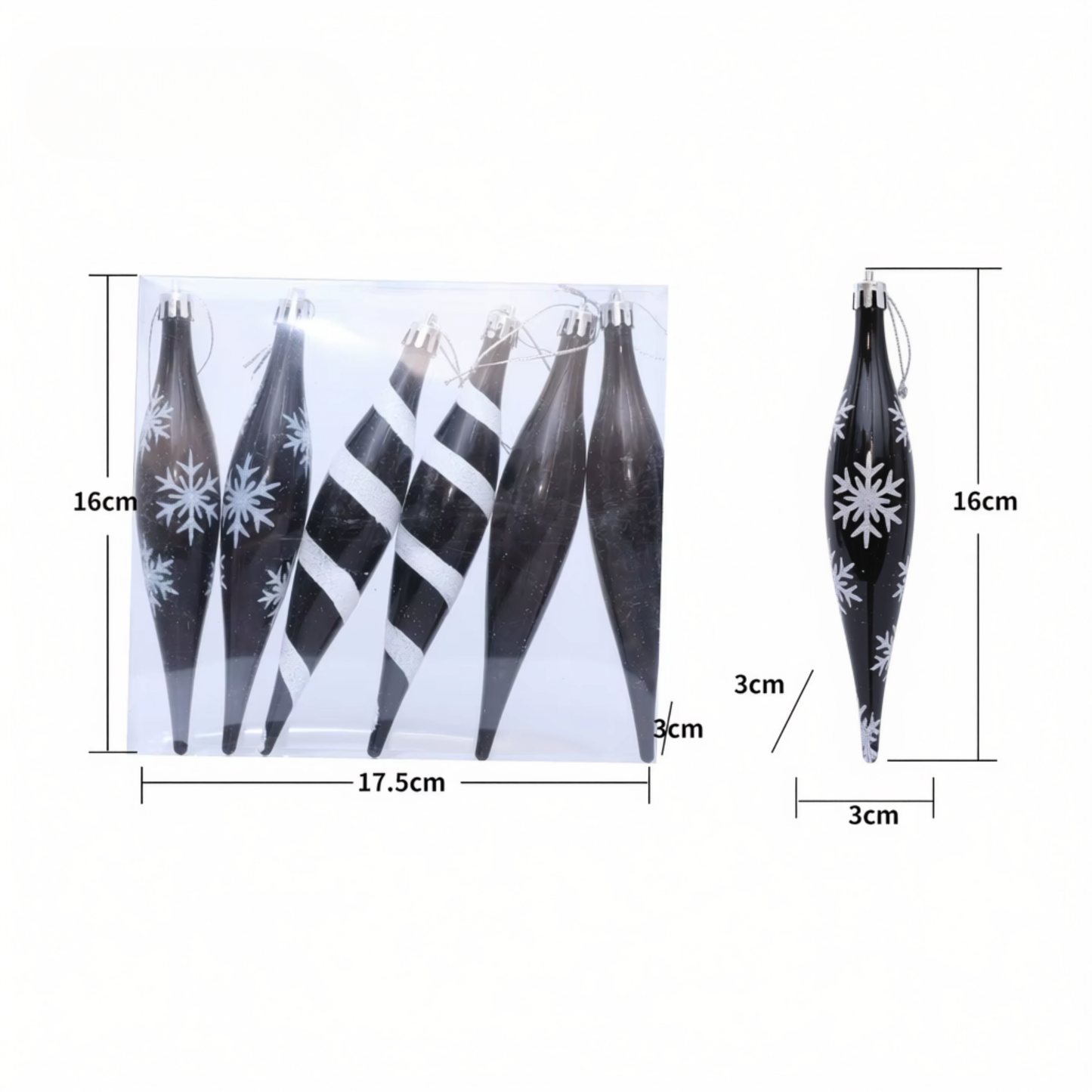 Bolas de Natal com Preto Conjunto de Enfeites Pendurados para Árvore de Natal