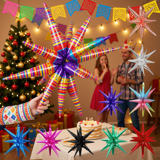 Balão Estrela Folha 1/2 Balões Formato de Estrela 14 Pontas Estilo 4D 56cm (22 polegadas)