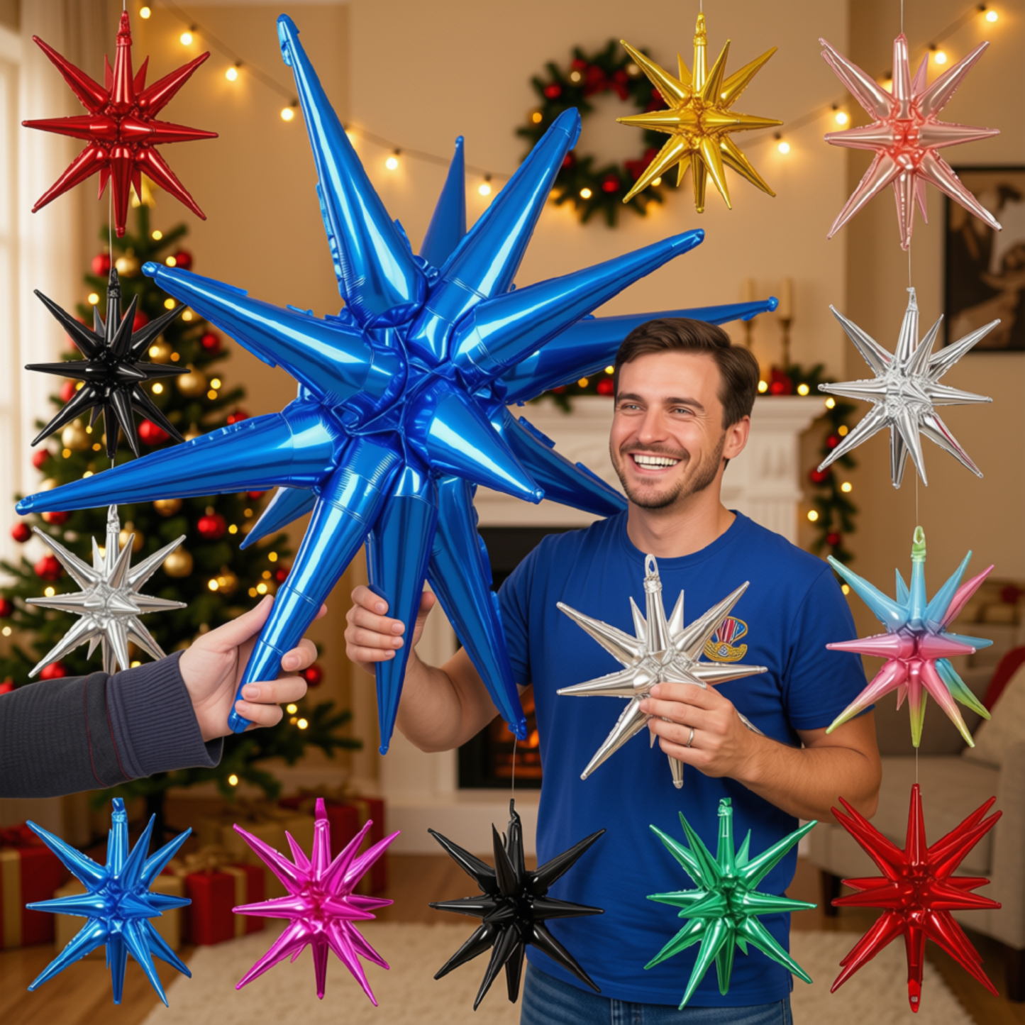 Balão Estrela Folha 1/2 Balões Formato de Estrela 14 Pontas Estilo 4D 56cm (22 polegadas)