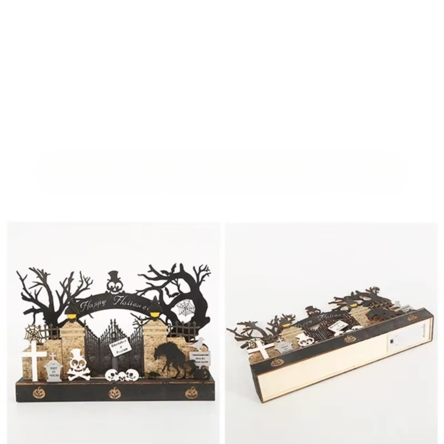 Decorações de Mesa de Halloween 28*19cm Casa Mal-Assombrada Iluminada Esqueleto