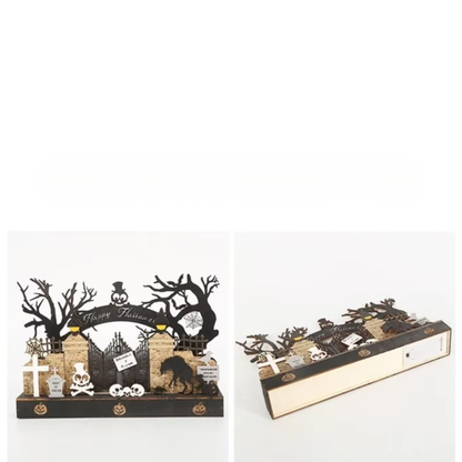 Decorações de Mesa de Halloween 28*19cm Casa Mal-Assombrada Iluminada Esqueleto