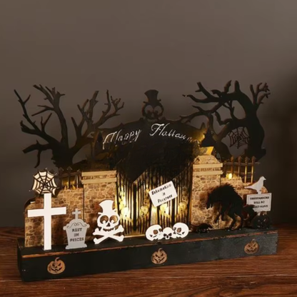 Decorações de Mesa de Halloween 28*19cm Casa Mal-Assombrada Iluminada Esqueleto