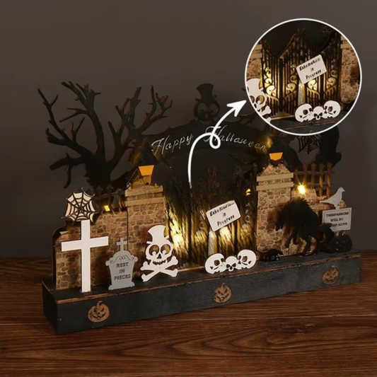 Decorações de Mesa de Halloween 28*19cm Casa Mal-Assombrada Iluminada Esqueleto