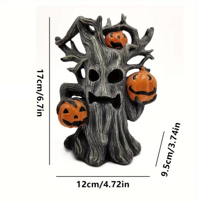 Estátua Halloween Abóbora de Toco de Árvore Halloween Decoração Halloween Resina