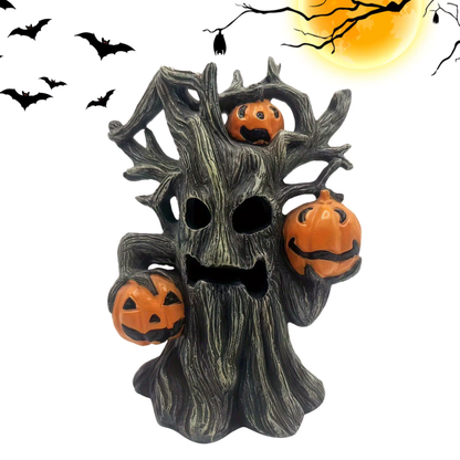 Estátua Halloween Abóbora de Toco de Árvore Halloween Decoração Halloween Resina