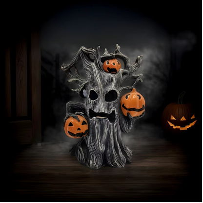 Estátua Halloween Abóbora de Toco de Árvore Halloween Decoração Halloween Resina