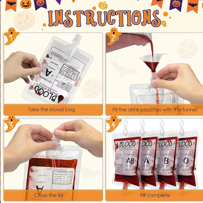 Bolsa de Sangue Halloween Bebida Cosplay Furo Pré-Compactado Bolsa de Sangue