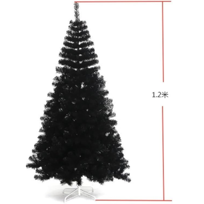 Árvore de Natal Artificial Preto com Suporte de Metal para Decoração Casa (1,2 Metros)