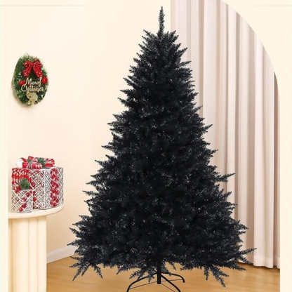 Árvore de Natal Artificial Preto com Suporte de Metal para Decoração Casa (1,2 Metros)