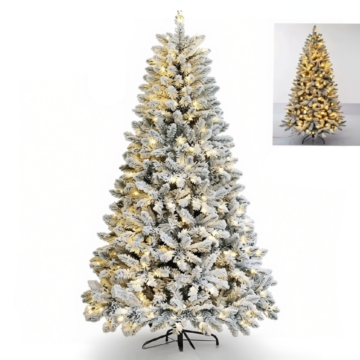 Árvores de Natal Artificiais de 2,3 Metro Pré-Iluminadas para Neve Flocada com Luzes