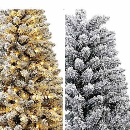 Árvores de Natal Artificiais de 2,3 Metro Pré-Iluminadas para Neve Flocada com Luzes