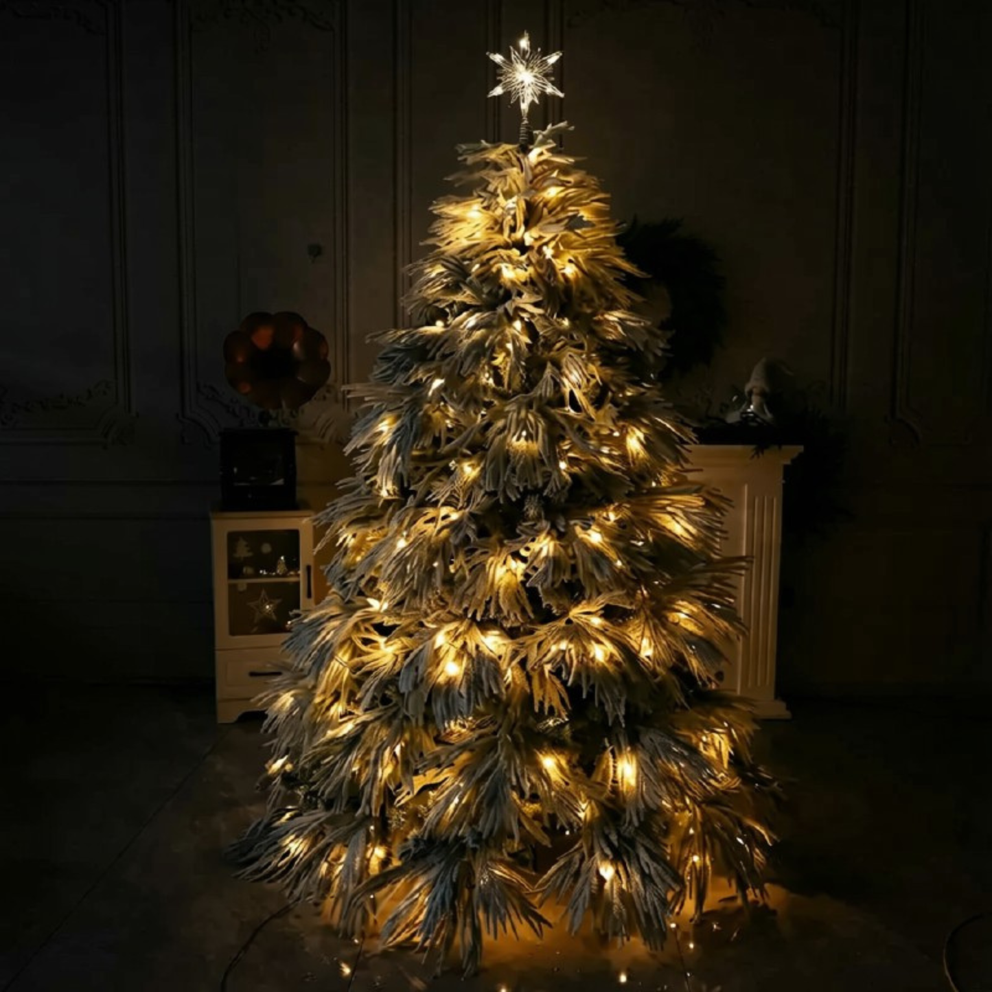 Árvore de Natal Artificial Mini Árvore Natal Branca com Luzes Quentes Decorações Natal