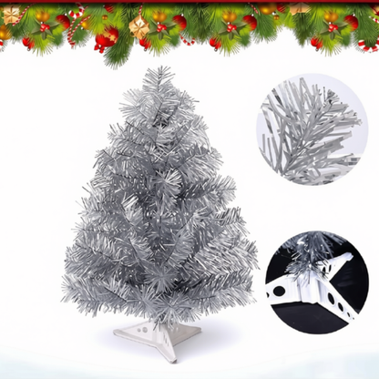 Mini Árvore de Natal Cinza/Branco 60cm  (40 e 50 Galhos) Mesa Pinheiro Artificial de Natal