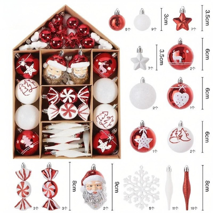 Bolas Natal Diversificados Conjunto de 72 peças de Enfeites de Bolas de Natal Clássico