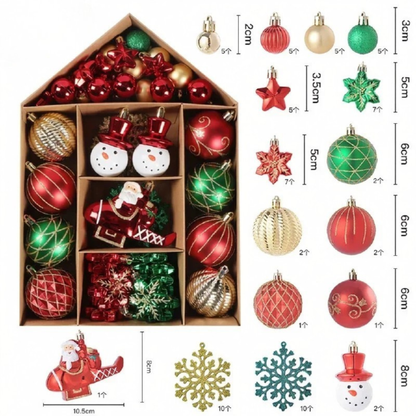 Bolas Natal Diversificados Conjunto de 72 peças de Enfeites de Bolas de Natal Clássico