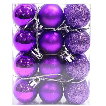 Enfeite de Árvore 24 Peças de Natal Roxo Enfeites 4cm*6cm*8cm*10cm de Natal Decoração