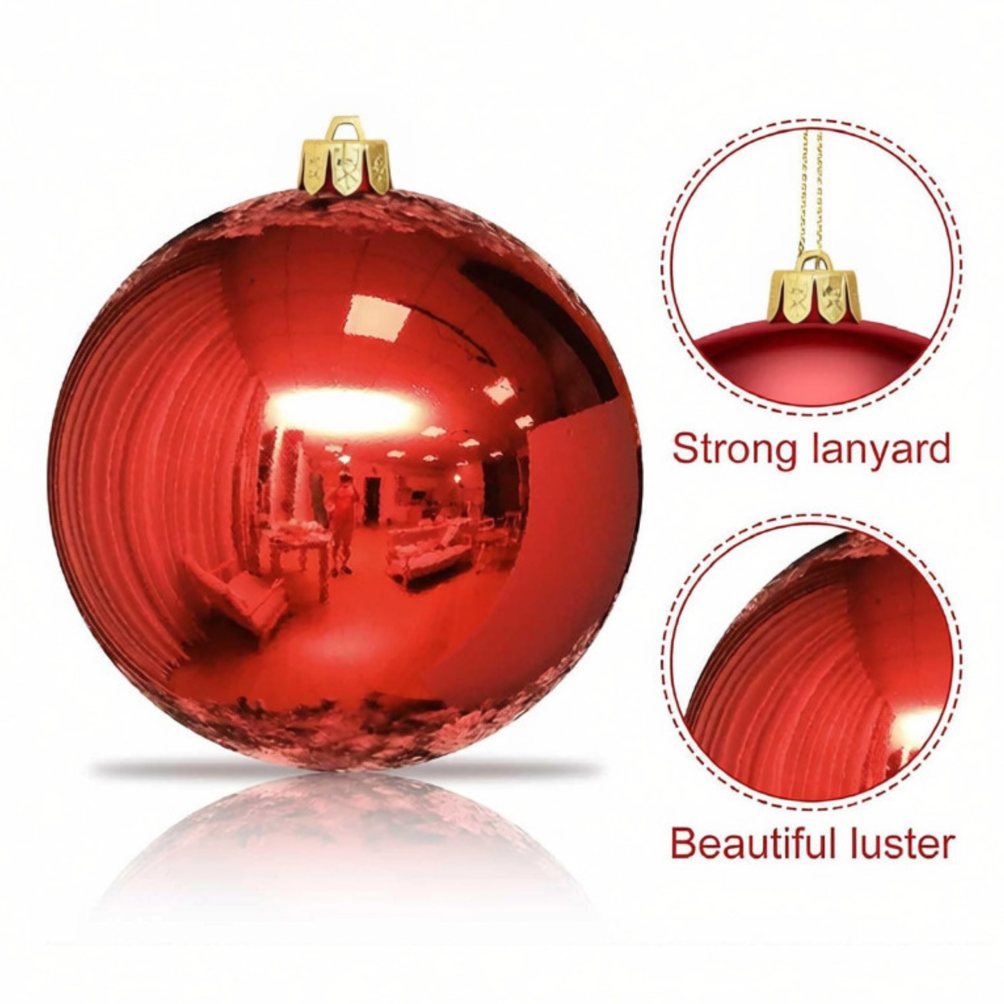 Bola de Natal Gigante Shopping 1 Peça de 25/30/40cm Grande Brilhante Bola Natal Vermelho