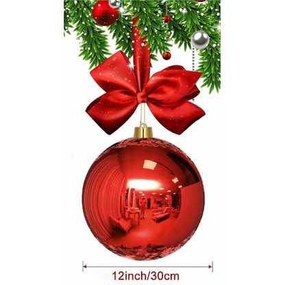 Bola de Natal Gigante Shopping 1 Peça de 25/30/40cm Grande Brilhante Bola Natal Vermelho