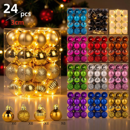 Bolas de Natal 24 Peças de Enfeites de Bola de Natal de (3cm)/6cm*6cm*6cm*6cm Natal
