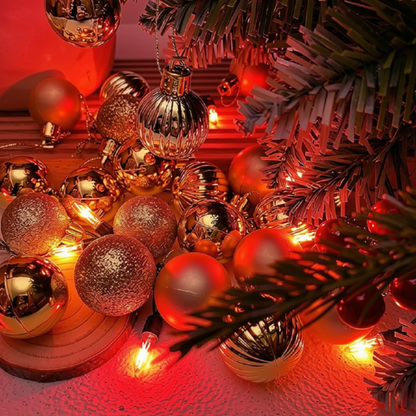Bola de Natal 24 Peças de Enfeites de Natal Inquebráveis, 3m*6cm Conjuntos de Bolas