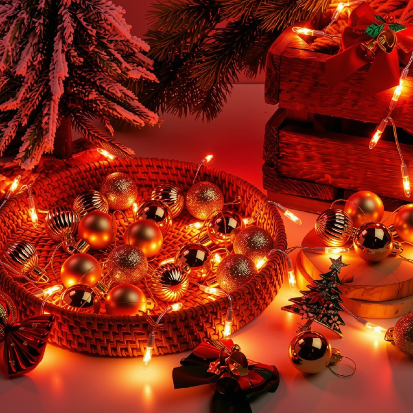Bola de Natal 24 Peças de Enfeites de Natal Inquebráveis, 3m*6cm Conjuntos de Bolas