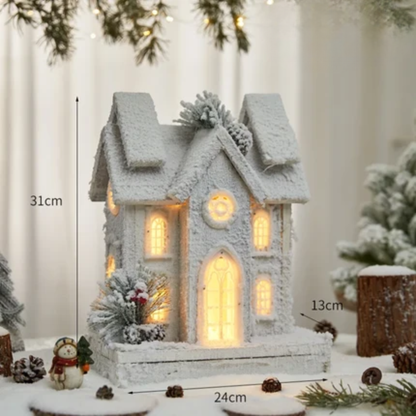 Casa Natalina de Shopping Natal de Madeira com Luzes Decoração de Mesa Festa de Natal