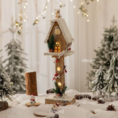 Casa Natalina de Shopping Natal de Madeira com Luzes Decoração de Mesa Festa de Natal