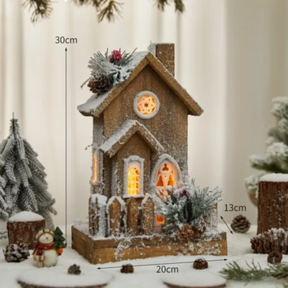 Casa Natalina de Shopping Natal de Madeira com Luzes Decoração de Mesa Festa de Natal